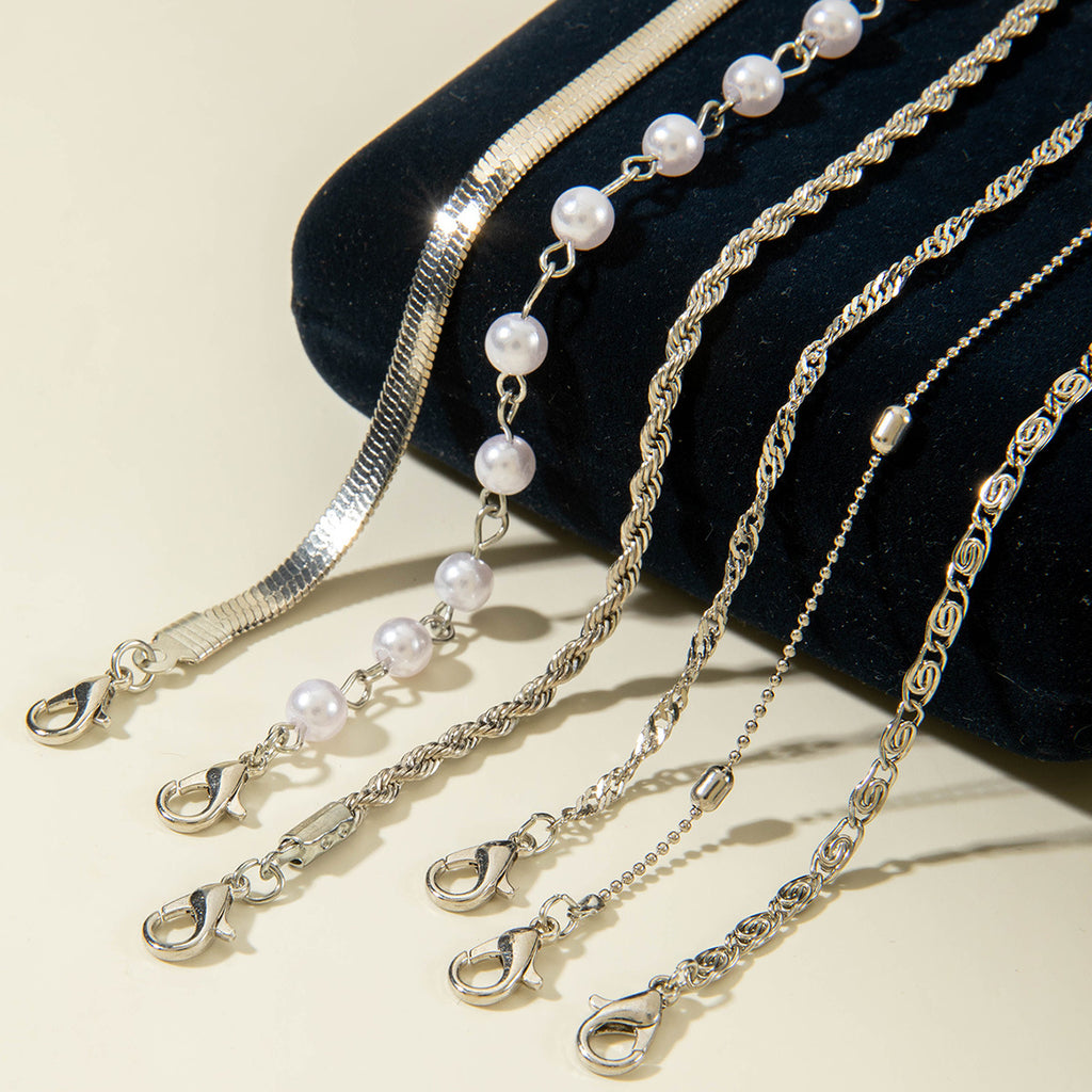 Fashionable Versatile Bracelet with Rhinestones and Imitation Pearl Set Ornament Wholesale Bracelets