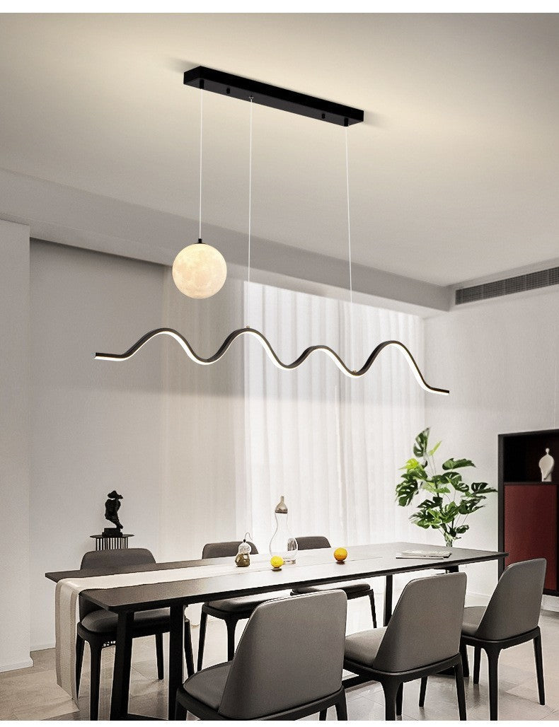 Restaurant Pendant Light Luxury Dining Room Table Bar Counter Lighting Modern Minimalist Moon Lamp Minimalist Long Strip Restaurant Light