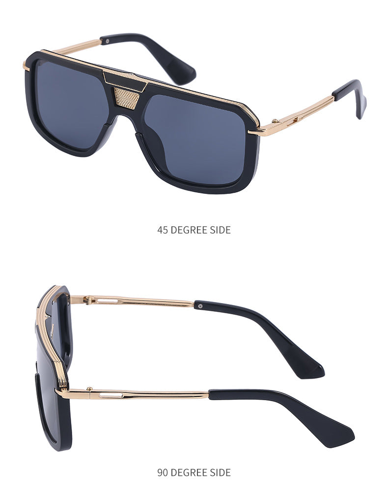 New Retro Square Frame Sunglasses for Men, European and American Style Large Frame Sunglasses for Women, Trendy Wholesale Sun Protection Sunglasses