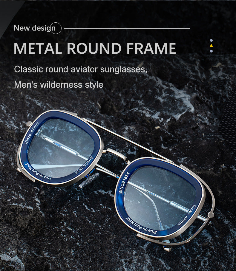 2025New Men's Sunglasses High-End Oval European and American Retro High-Grade Sunglasses for Men Driving