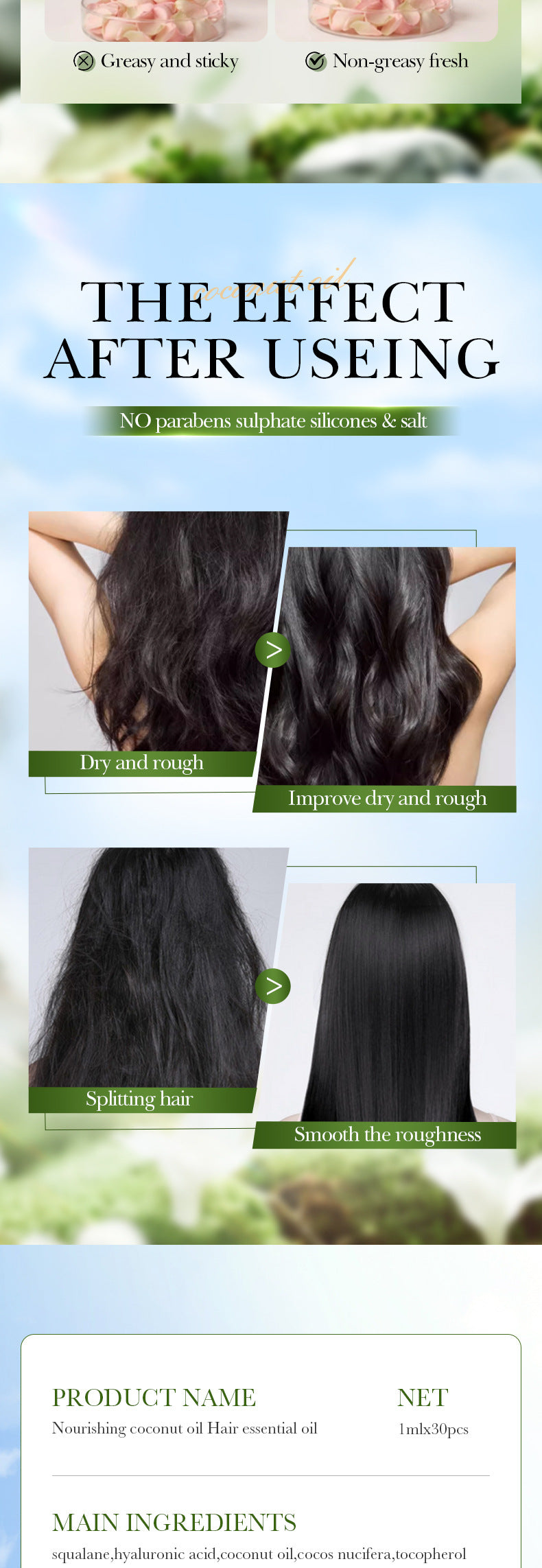 Full English Coconut Oil Smooth Conditioner SADOER Nourishing and Smooth Hair Care Essential Oil Capsules  Wholesale