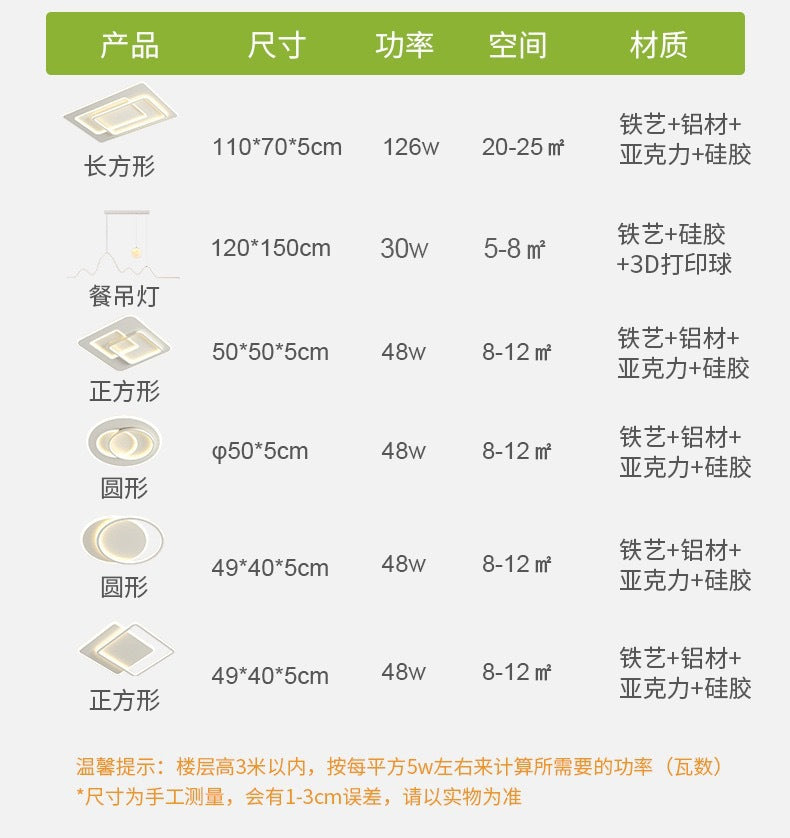 Full Spectrum Ceiling Light Living Room Light Hall Main Light Modern Simple Bedroom Light Whole House Zhongshan Lighting Home Decoration Lighting