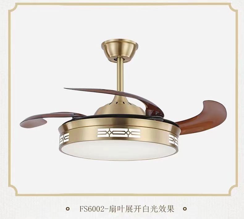All-Copper Invisible Fan Light Luxury Simple Ceiling Light Designer Modern Living Room Dining Room Bedroom Chandelier Pure Copper