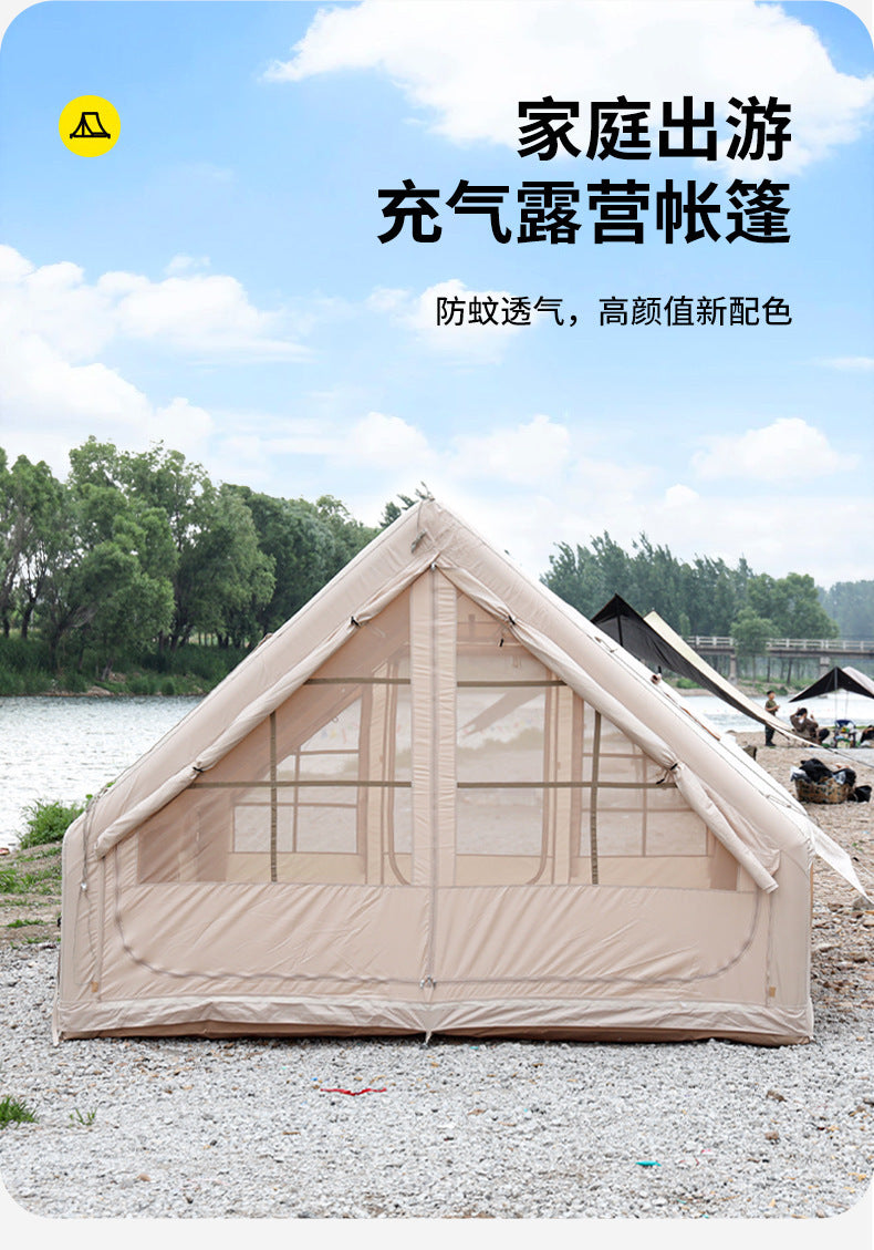 6㎡Camp Single Layer Inflatable Tent Outdoor Camping Rainproof Family Camping3-4Rooftop Tent for Camping and Home Use
