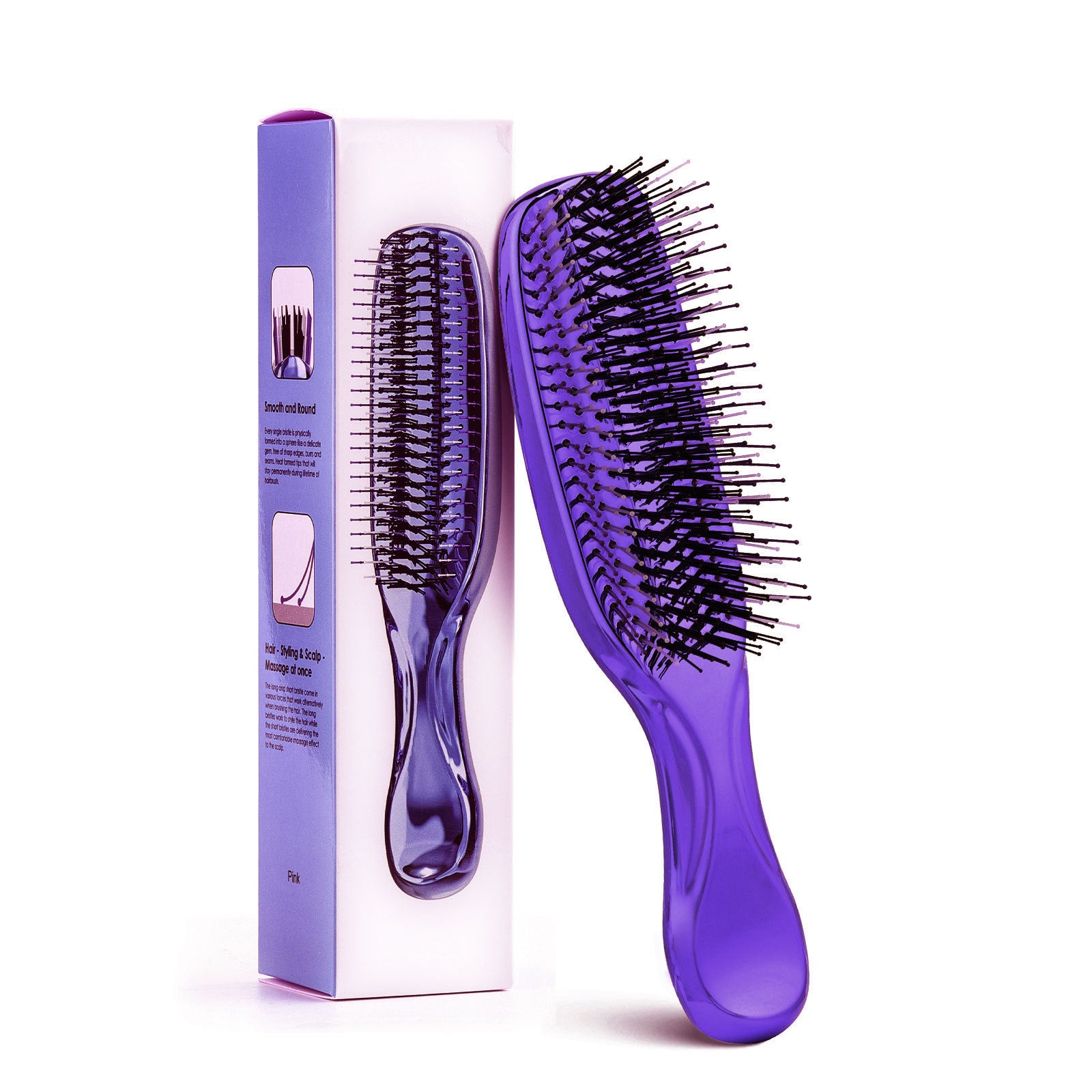 Cross-Border Meridian Fluffy Scalp Cleaning Care Comb High Low Comb Teeth Dry Wet Dual-Use Smooth Hair Fine Needle Electroplated Massage Comb