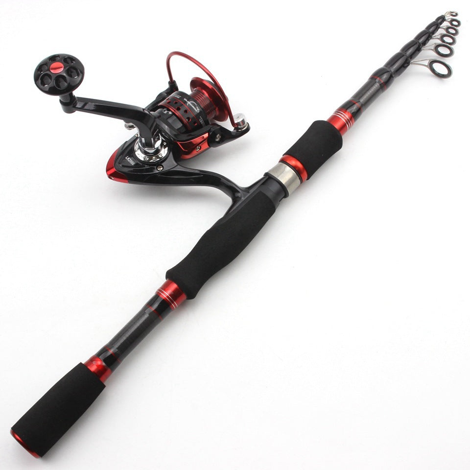 Wholesale Retractable Lure Rod Set Straight Handle Lure Spinning Reel Lure Bait Combination European and American Popular Fishing Gear