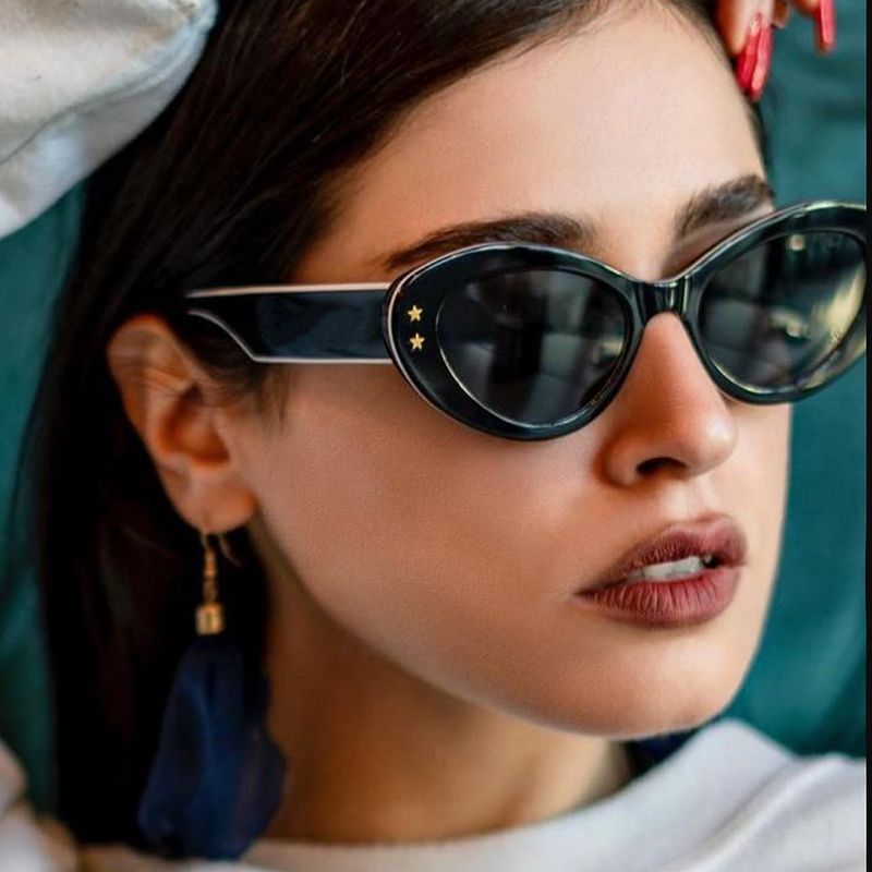 New Wide Mirror Leg Cat Eye Sunglasses for Women, European and American Fashion, High-End Feel Sunglasses sunglasses