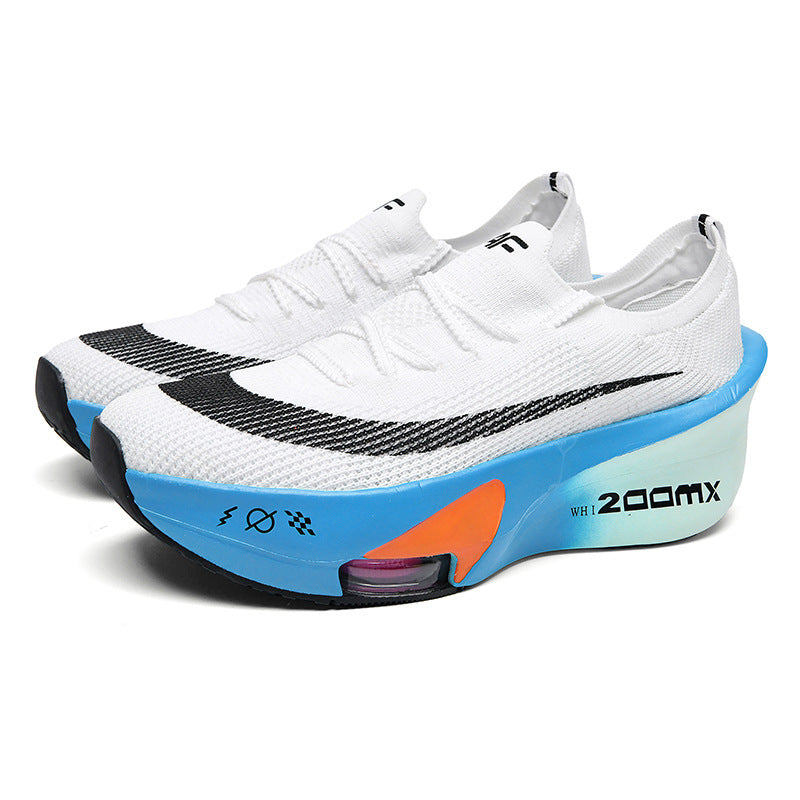 2025Autumn New High Elastic Double Mesh Breathable Sports Shoes Air Cushion Shock Absorption Full Palm Carbon Plate Couple Racing Running Shoes