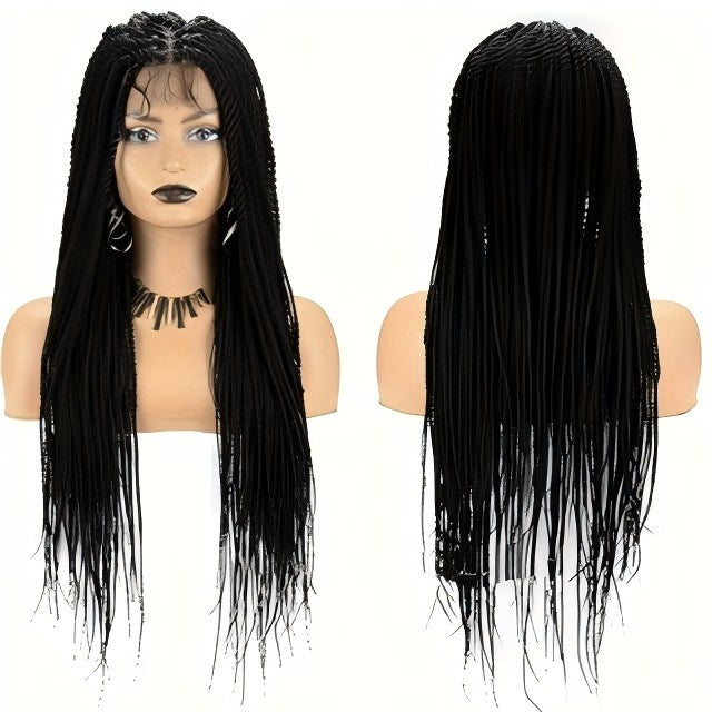 TEMU Cross-Border Foreign Trade Hot-Selling Full Lace Hand-Twisted Two-Pleat Synthetic Hairpiece lace braid wig