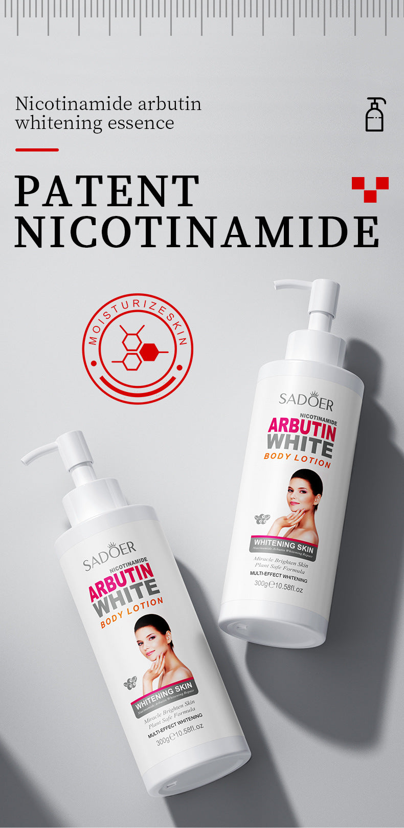 Full English Niacinamide Arbutin Set SADOER Whitening, hydrating, and moisturizing skincare products  wholesale