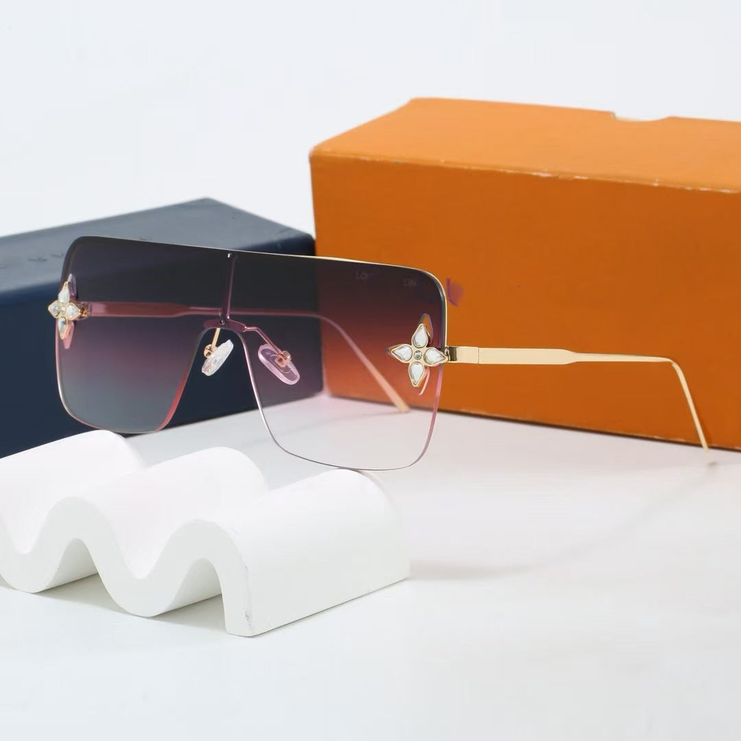 Lujia Fashion High-End Half-Frame Sunglasses with Rhinestone Decoration, High-Value for Parties, Shopping, Photos, and Daily Commuting OL