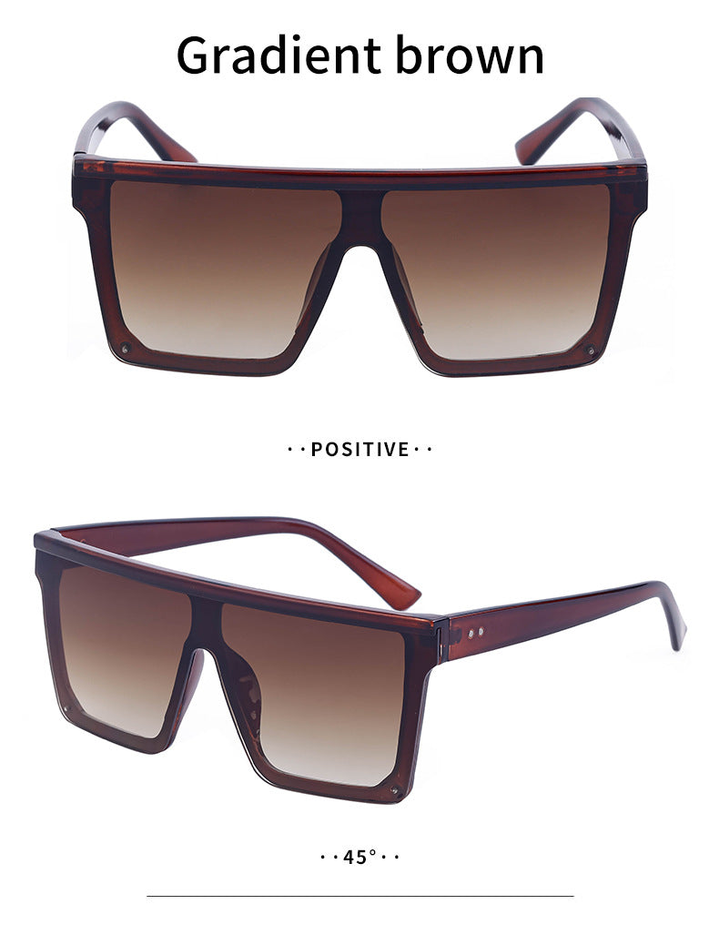 One-piece Lens Sunglasses for Men, High-end Fashion Sunglasses for Women, European and American Style Large Frame Square Glasses sunglasses