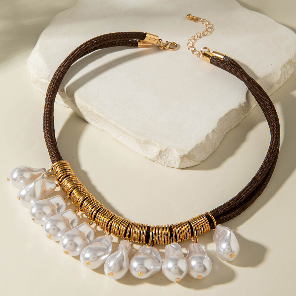 European and American New Style Personality Mesh Round Pendant Necklace for Women Elegant Simple Textured Round Pendant Rope Chain Necklace