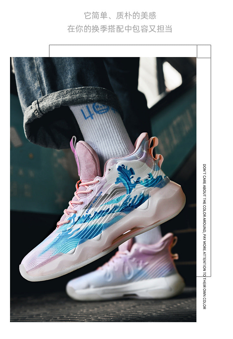 Autumn Winter New Wear-Resistant Anti-Slip Trendy Men's Sports Shoes Friction Sound Youth Professional Combat High-Top Basketball Shoes