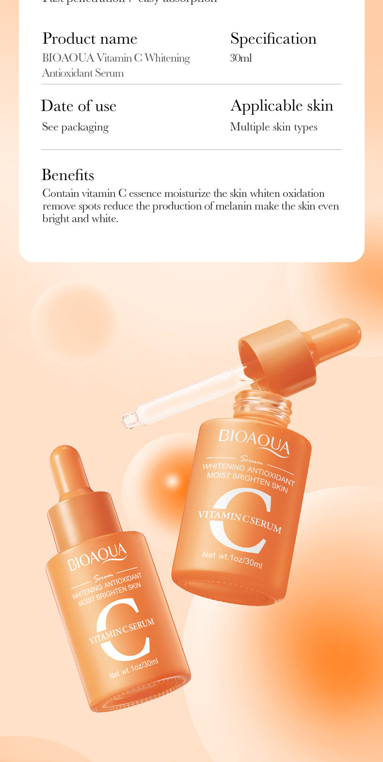 BIOAOUA Essence Series Hydrating and Nourishing Vitamins C Essence  Foreign Trade Factory Direct Sales