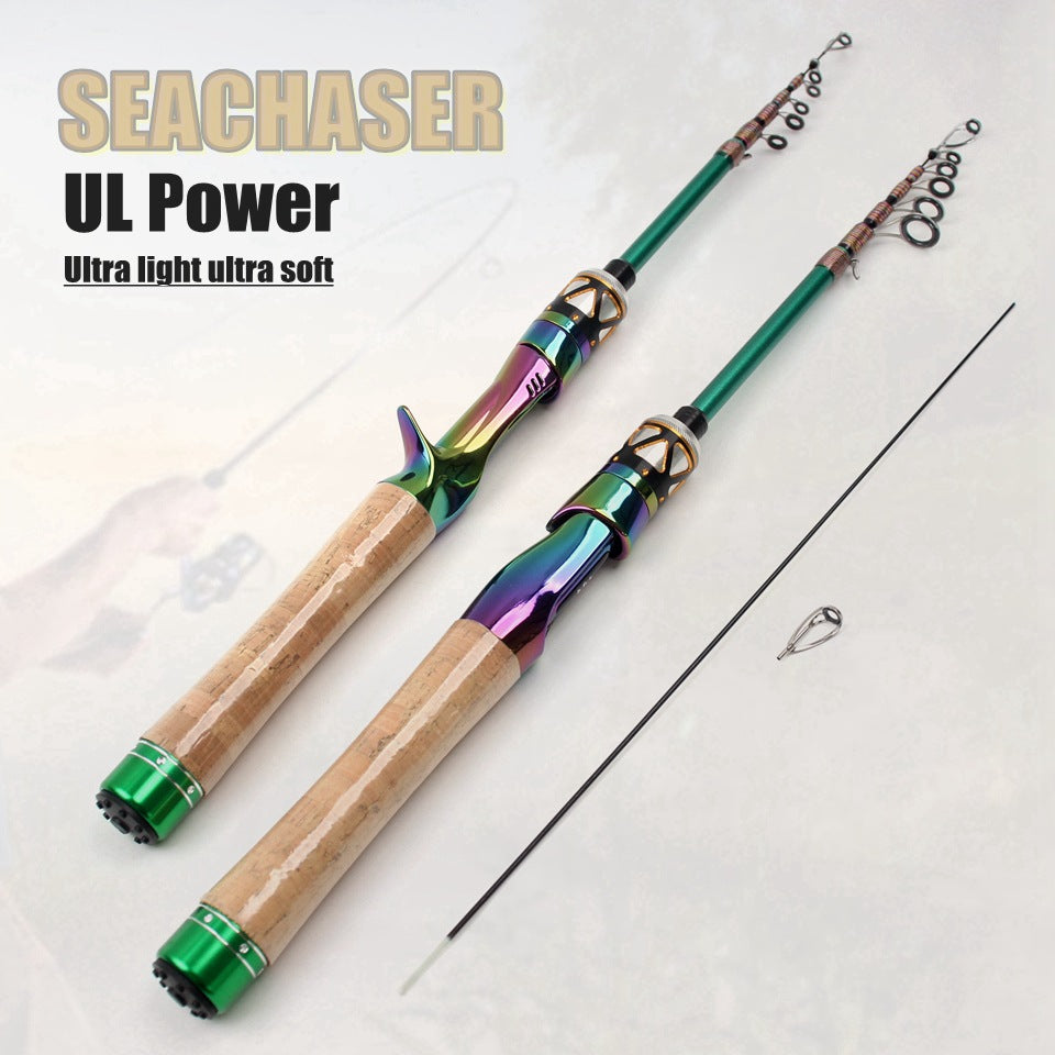 E-commerce Ultra-short Carbon Fiber Shrink UL Portable Lure Rod Electroplated Telescopic Stream Lure Rod