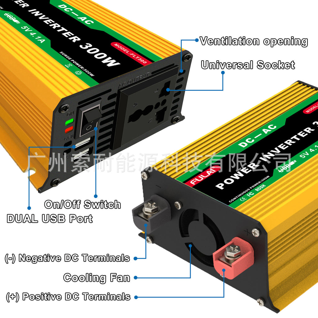 Vehicle Inverter300W 12V Turn110V 220V E-commerce car power inverter Double USB