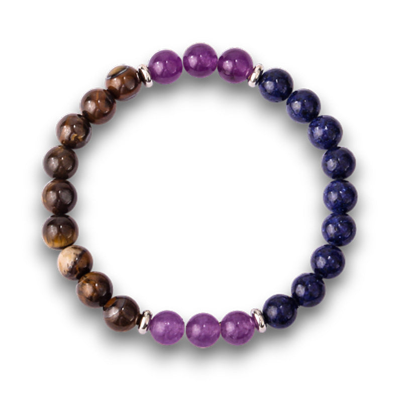 Women's White Pine Spacer Bracelet European and American Couple Obsidian Magnetic Bracelet8mm Beaded Amethyst Tiger Eye Bracelet