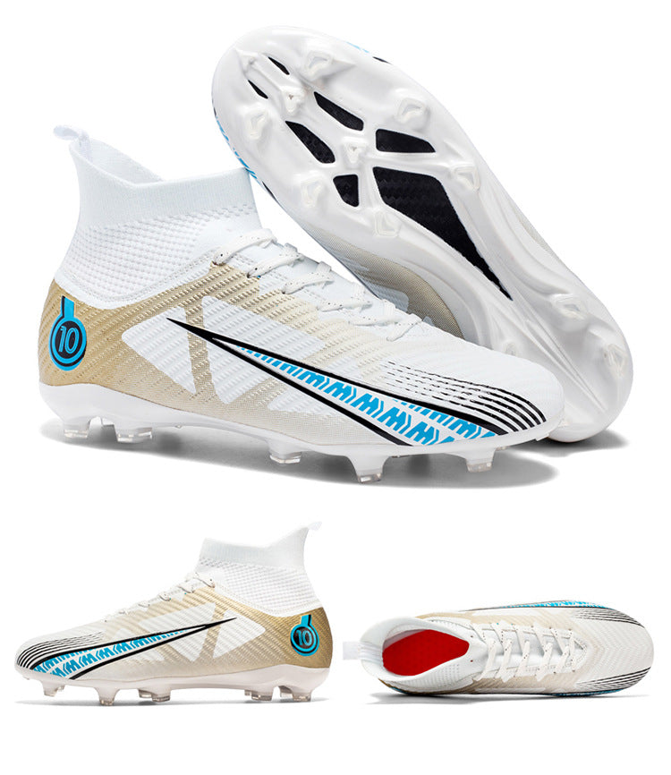 World Cup Football Shoes Men's High Top Long Spike Lawn Broken Spike Youth Student Competition Training Shoes