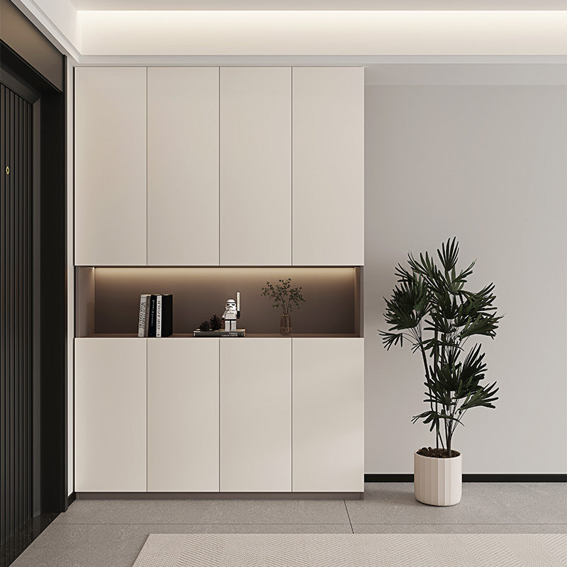 Solid Wood Entryway Shoe Cabinet Home Integrated Cabinet Top-to-Top Cream Style Simple Integrated Partition Large Capacity Doorway Shoe Cabinet