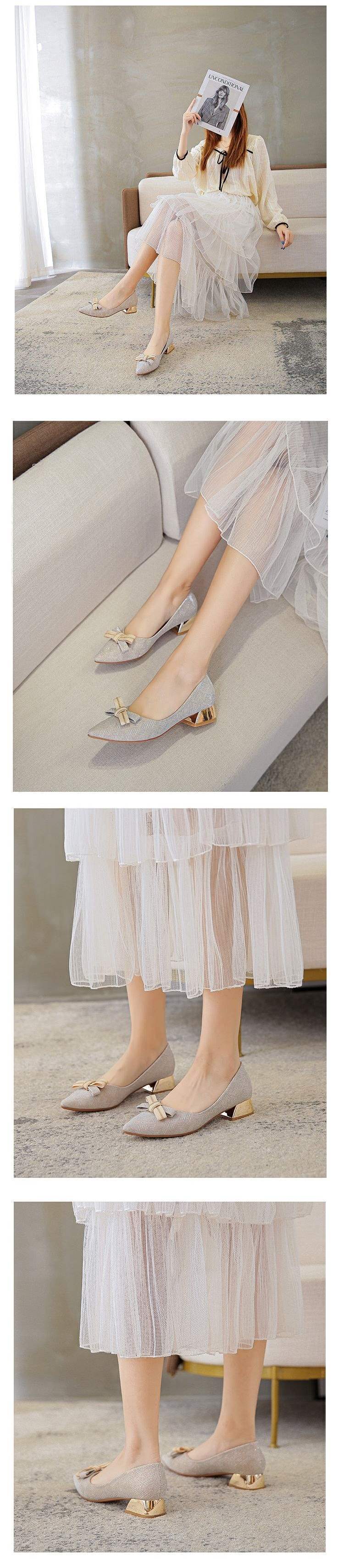 Elegant Chunky Heel Soft Sole Slip-On Fairy Gentle Shoes French Style Chunky Heel Pointed Toe Shallow Mouth Shoes Pair with Dress Versatile