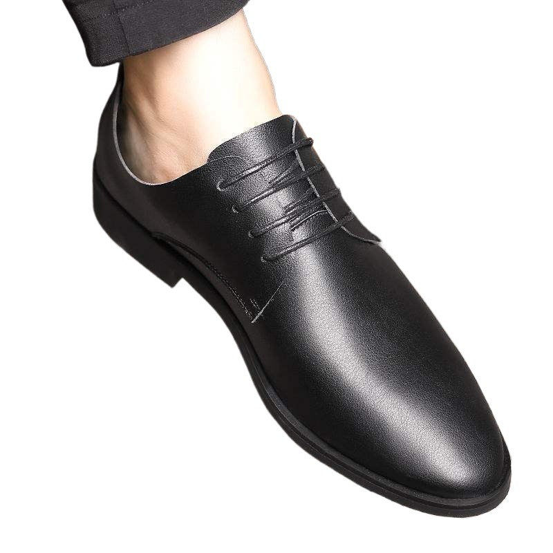 Autumn Winter Men's British Style Casual Leather Shoes Soft Sole Breathable Single Shoes Formal Business Men's Leather Shoes Groom Shoes