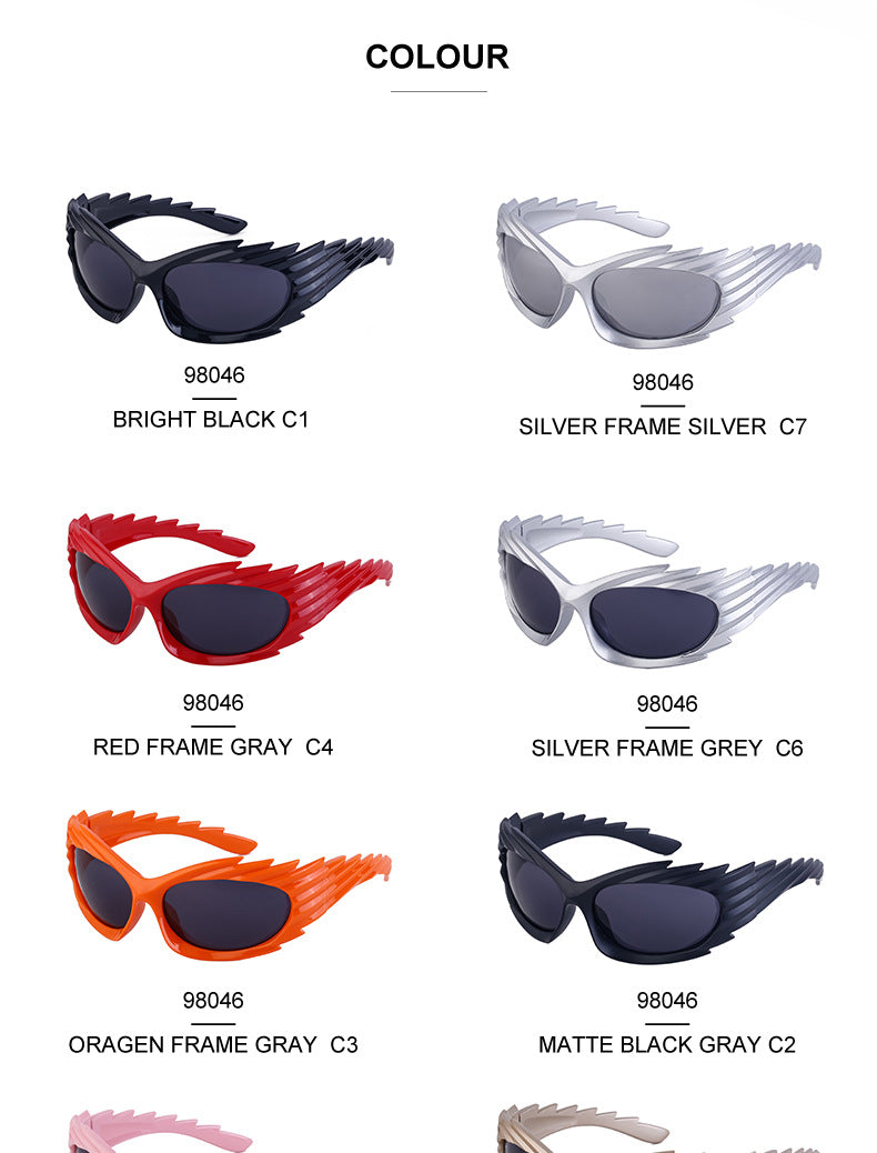 Europe and America Y2K Millennium Windproof Sunglasses for Women Trendy Personality Irregular Shape Sun Protection Sunglasses for Men Cycling Sports Glasses