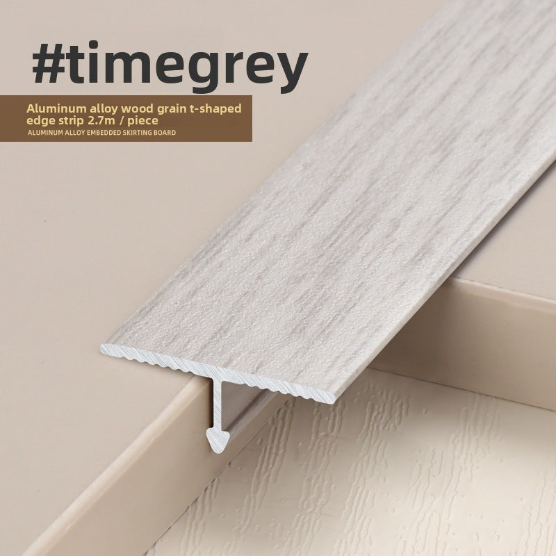 Timegrey aluminum alloy wood grain T-shaped edge strip, 2m length, perfect for finishing edges.