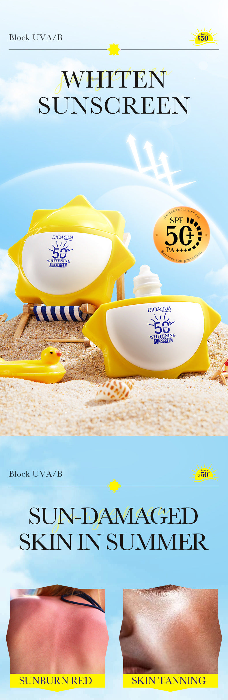 Whitening Sunscreen40gBIOAOUA Improve Isolation UV Protection Sunscreen Lotion Cross-Border Wholesale