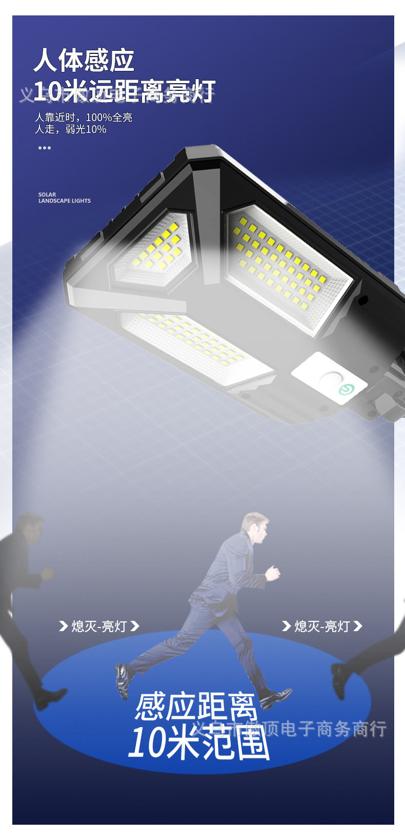 New Solar Light Human Body Sensing Street Light Outdoor Garden Light with Remote Control Garden Light LED Wall Lamp