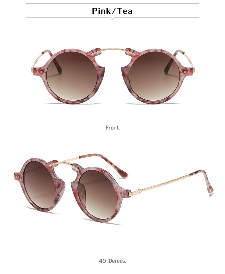 Steampunk Small Frame Sunglasses for Women, European and American Trendy Round Frame Sunglasses, Unique Street Style Glasses for Women sunglasses