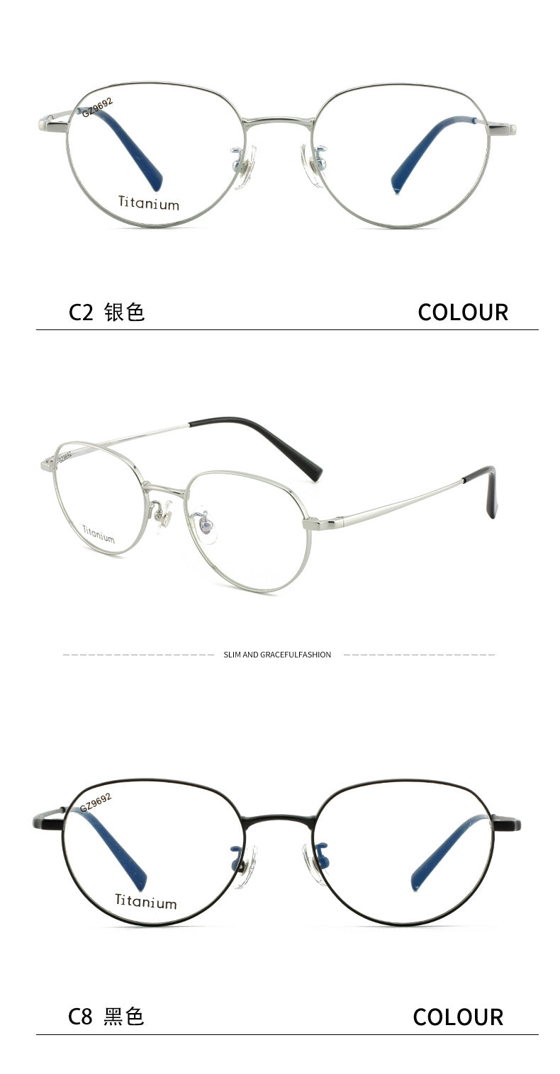 New Retro Half Titanium Glasses Frame Circle Frame Unisex Glasses Metal Frame Lightweight Retro Style