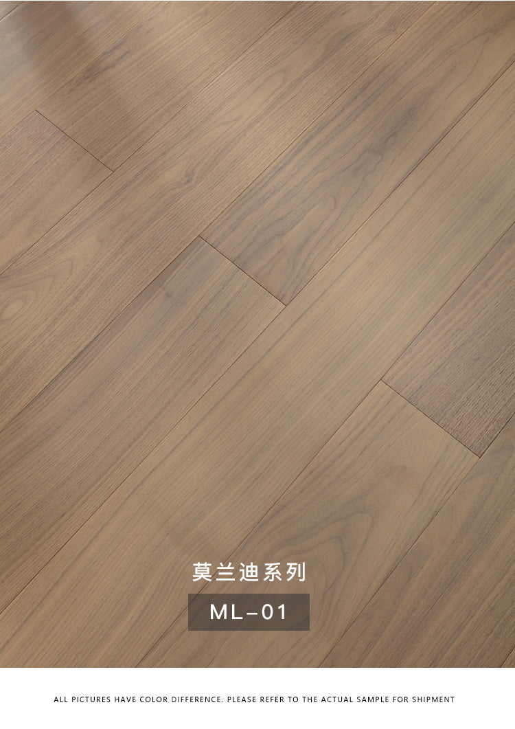 【Door-to-Door Installation】Morandi Style 15mm Lock Buckle Glue-free Installation Black Walnut New Three-layer Flooring Solid Wood
