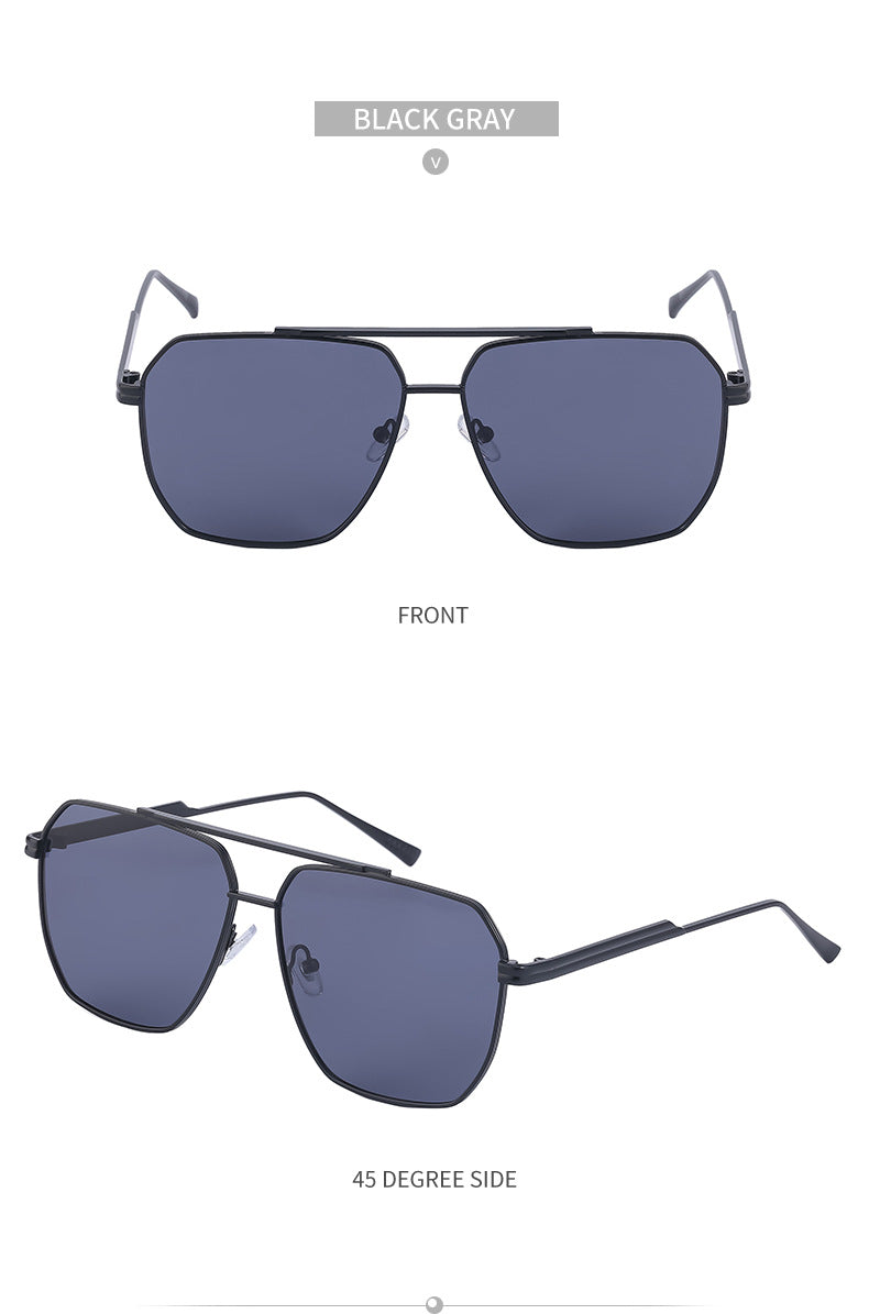 Men's Retro Double Bridge Sunglasses shades Europe and America ins Large Frame Sunglasses for Men Trendy Outdoor Cycling Glasses Wholesale