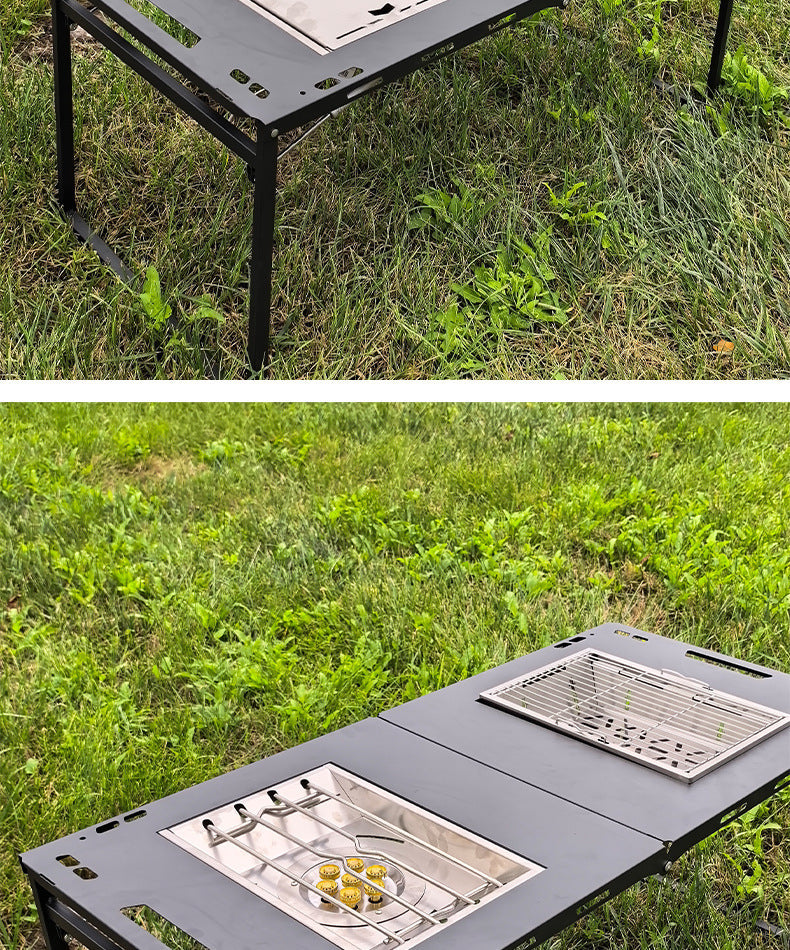 IGT Tactical Table Folding Table Camping Table Outdoor BBQ Hydraulic Rod Table Semi-Automatic Table Integrated Multi-Function Table