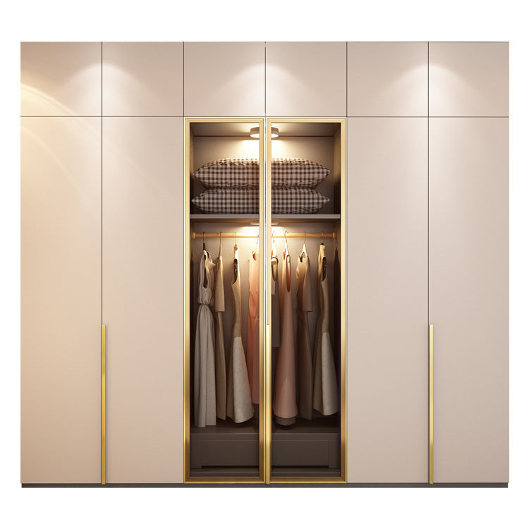 Light Luxury Glass Door Wardrobe Modern Home Bedroom Cloakroom Custom Processing Assembly Wardrobe Storage Large Wardrobe