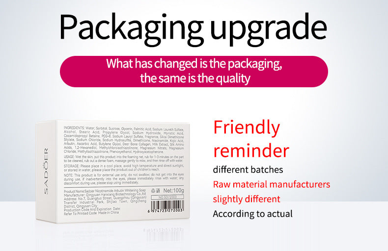 Full English Kojic Acid Whitening Soap100g SADOER Clean Bathing Facial Soap Handmade Soap  Wholesale