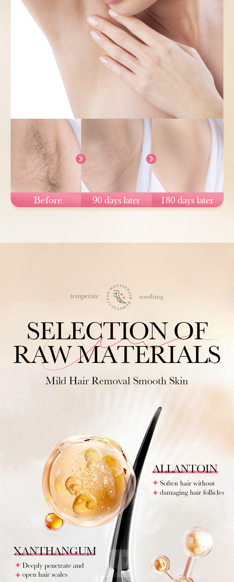 Full English Hair Removal Mousse100gSADOER Hair Removal Non-Irritating Silky Smooth Skin Cleansing Depilatory Cream  Wholesale