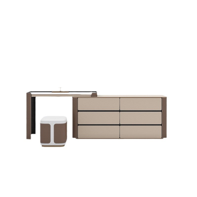 Multi-layer Solid Wood Rock Board Dressing Table Bedside Table Integrated Designer Bedroom Modern Minimalist High-grade Gray Makeup Table