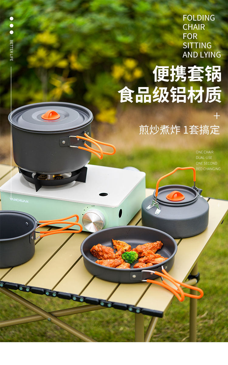 Cookware Set Pot Camping Tableware Cookware Camping Equipment Full Set Kettle Frying Pan Cooking Stove  Multi-Purpose