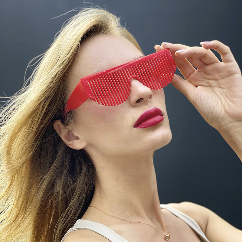 Christmas Costume Creative Comb Sunglasses for Women Multifunctional Gradient Party Blinds Sunglasses Trendy Internet Celebrity