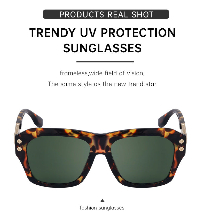 European and American Fashion Large Square Frame Sunglasses for Men High-end Sun Protection Sunglasses Men's Trendy Glasses sunglasses