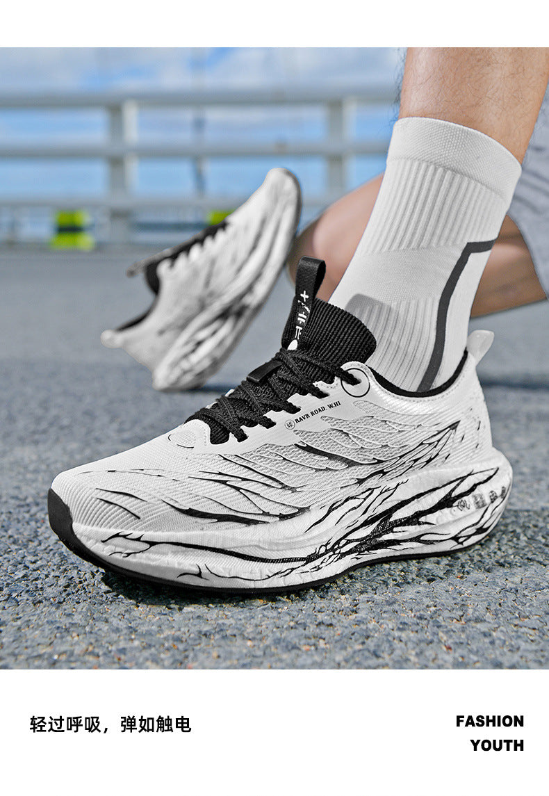 Autumn New Fluorescent Parent-Child Fashion Casual Sports Shoes with Real Carbon Plate High Elasticity Cushioning Outdoor Running Shoes