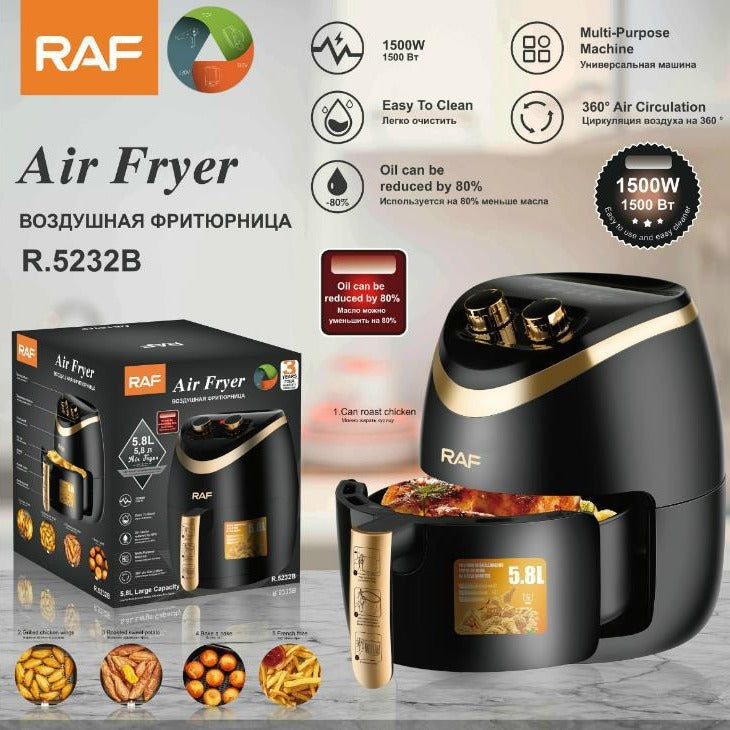 RAF US Standard Air Fryer Household Large Capacity Multifunctional Smart French Fries Fully Automatic Fryer 5.8L