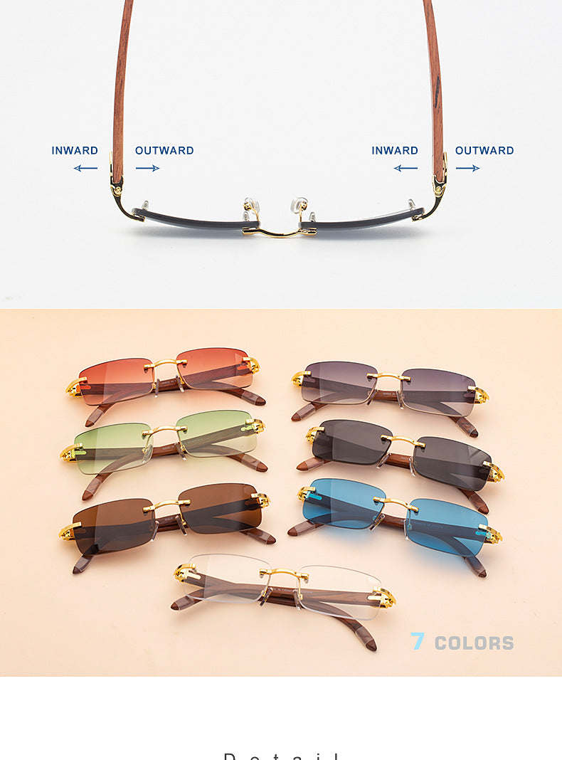 Fashion Sunglasses for Men Frameless Wooden Leg Slingshot Sunglasses Men Trendy Wooden Optical Frame sunglasses