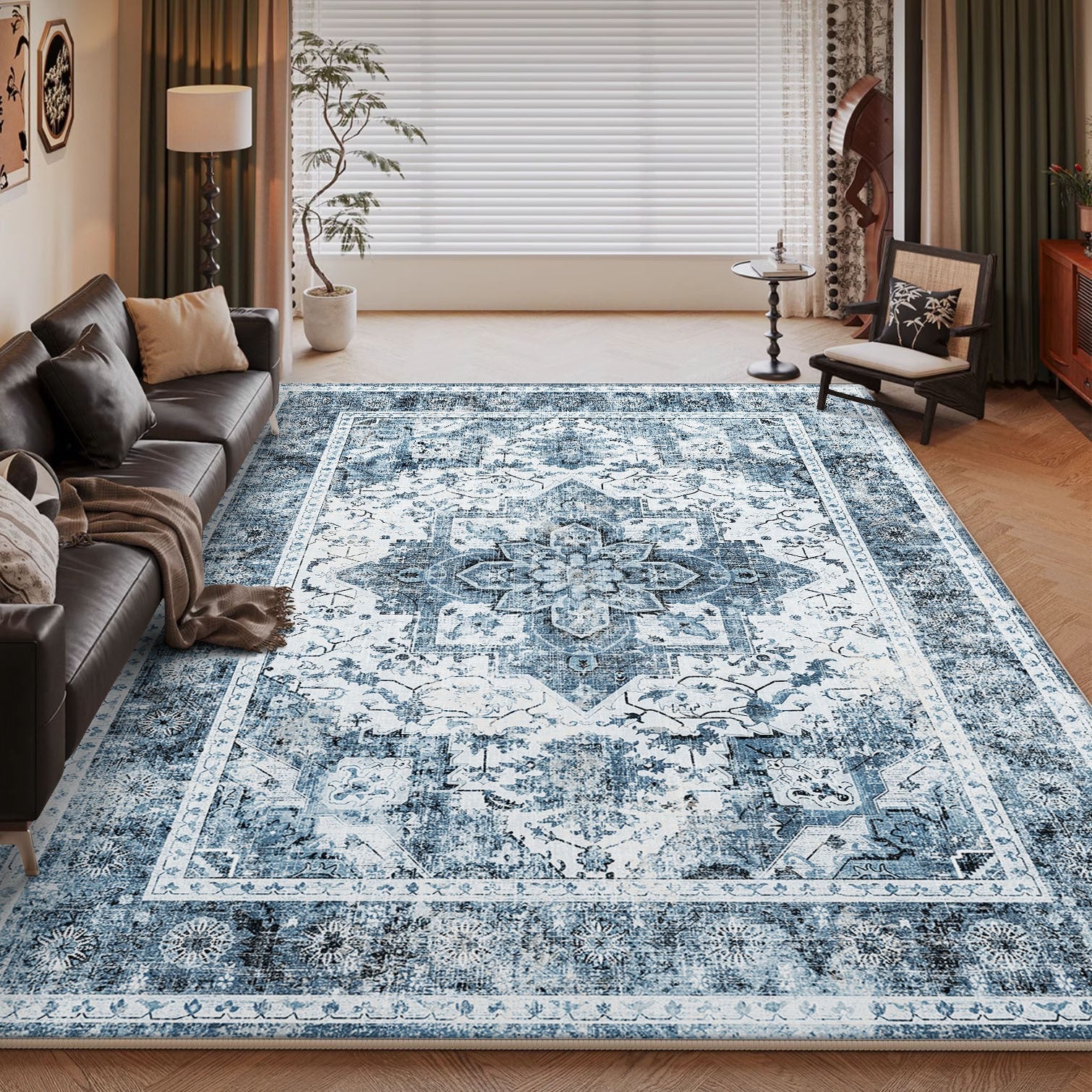 Persian Style Large Area Full Coverage Living Room Carpet, Stain Resistant and Easy to Maintain, Sofa and Coffee Table Decorative Carpet Wholesale