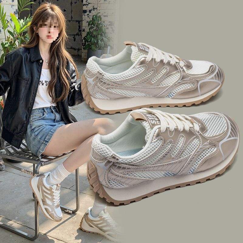 German Training Shoes Women's Shoes2025Spring New Casual Sports Running Shoes Lightweight Forrest Gump Shoes Versatile White Sneakers Mesh Shoes