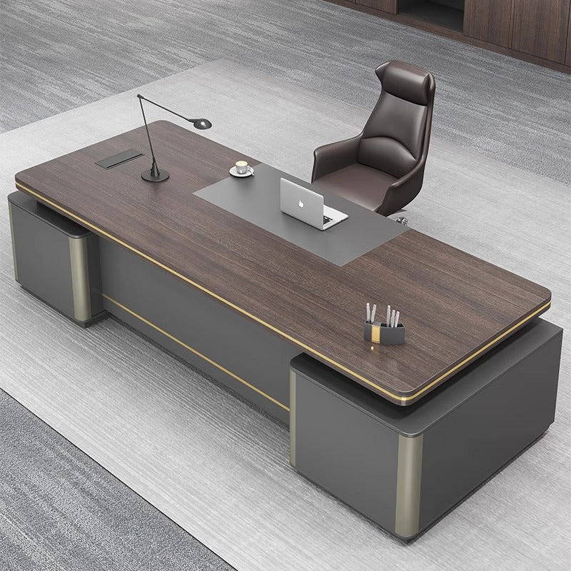 Elegant Office Desk Boss Desk Simple Modern Double Cabinet Mobile Cabinet Office Manager President Office Desk and Chair Set
