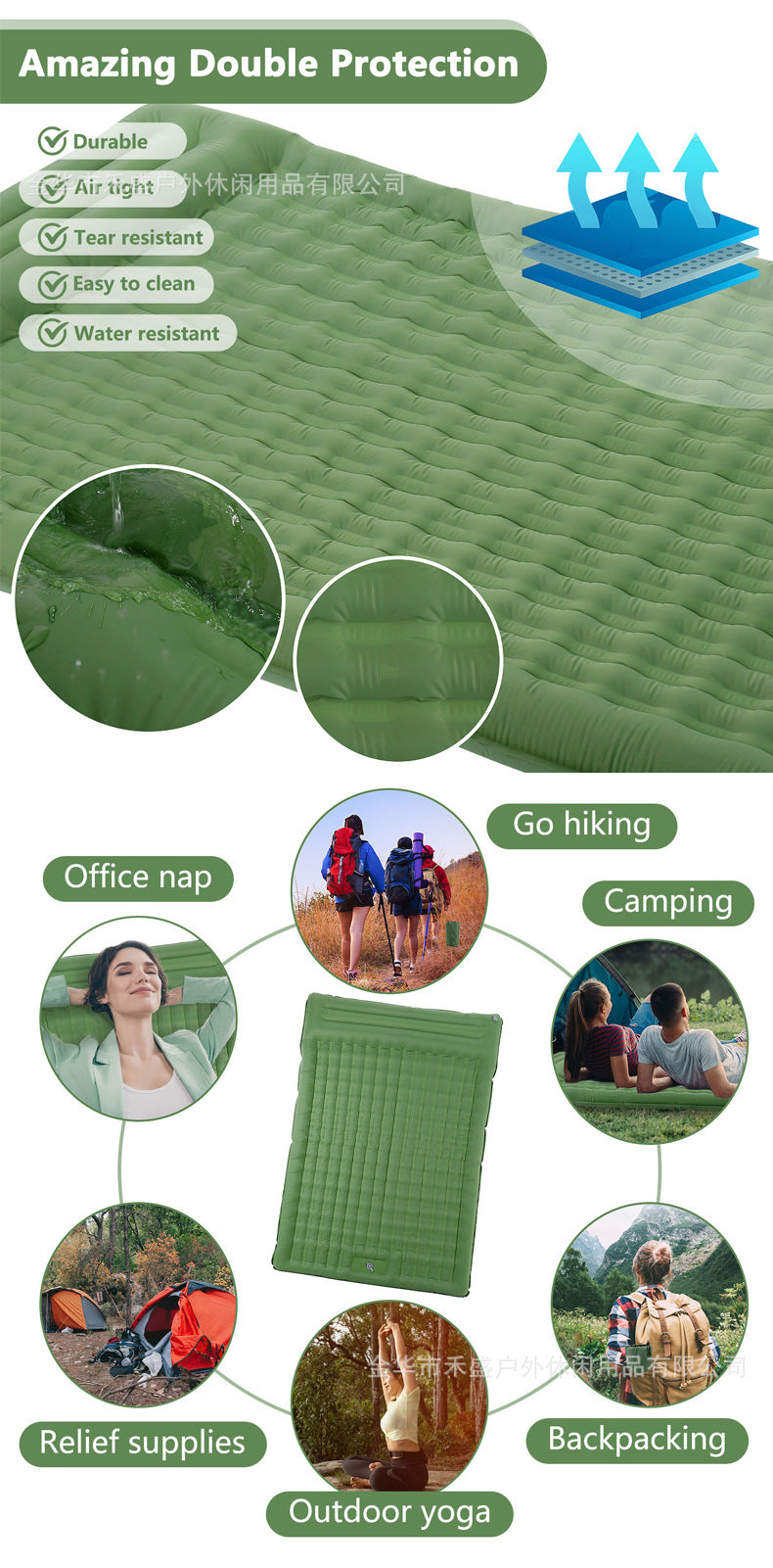 Thickened Outdoor Foldable Portable Tent Nap Mat Ground Mat Moisture-Proof Mat Single Double Egg Nest Mat Inflatable Mat Other