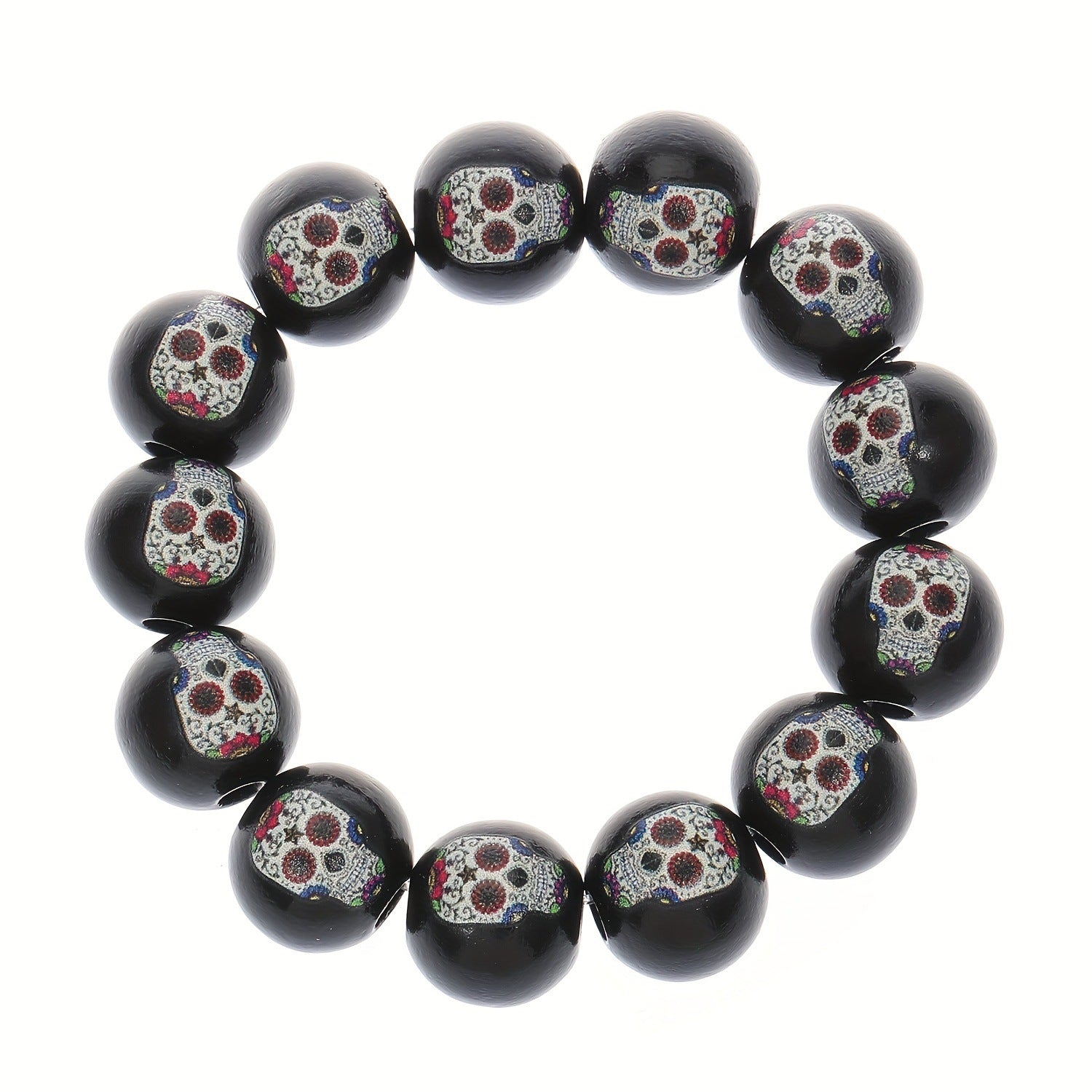 Men's Holiday Bracelet Women's Gift Spider Wooden Bead Bracelet Set Skull Bead Halloween Bracelet